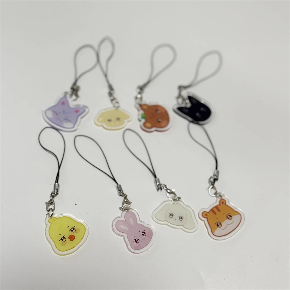 8PCS/SET KPOP ATEEZ Aniteez Pendant Phone Accessories Keychain Cute Keyring Hongjoong Seonghwa Wooyoung Yeosang San Mingi Merch