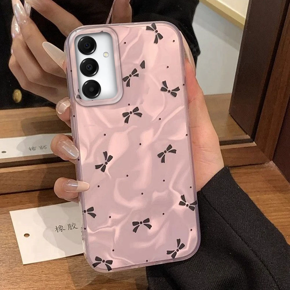 Rosa Schleife Kreisförmige Punkte Frauen Handyhülle für Samsung Galaxy A56 A55 A16 A07 A17 A26 A54 A15 A13 A36 A25 A35 A14 A34 A12 Abdeckung