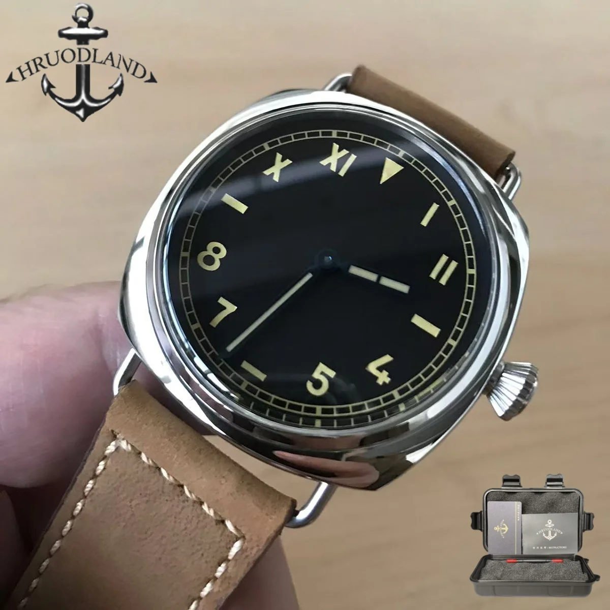 Hruodland 2025 جديد ساعة كوارتز رجالية روندا 502 ريترو 44 مللي متر الياقوت الزجاج الفولاذ المقاوم للصدأ Reloj Hombre
