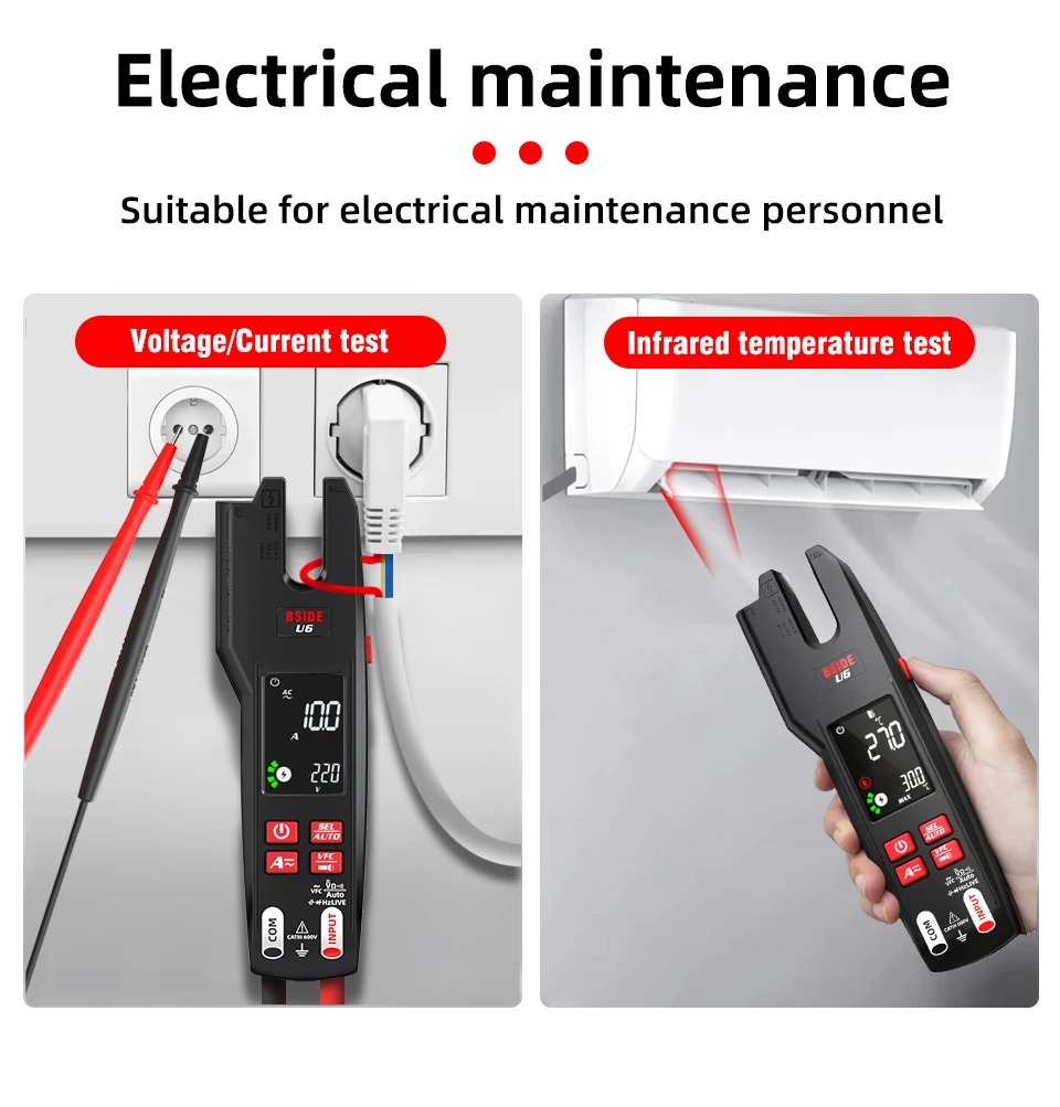 BSIDE profesjonalny cyfrowy miernik cęgowy widelec 600A szczypce amperomierza T-RMS DC AC prąd OpenJaw Tester elektryczny multimetr automatyczny