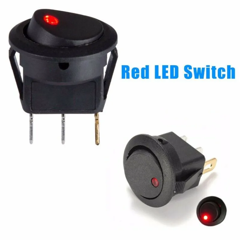 Illuminated Round Rocker Switch, Blue Light, Suitable for Wranglers and Boats, Easy Installation, and Safe Illuminated