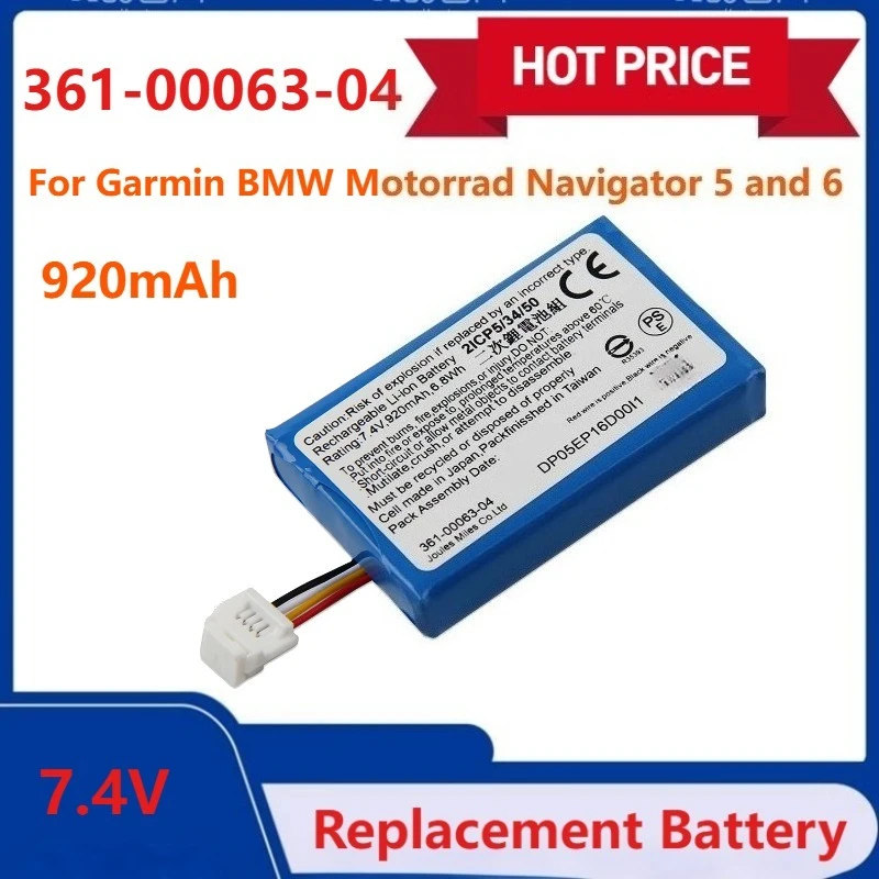 

New 361-00063-00 361-00063-04 Replacement Battery for Garmin BMW Motorrad Navigator 5 and 6 Premium Rechargable Batteries 920mAh