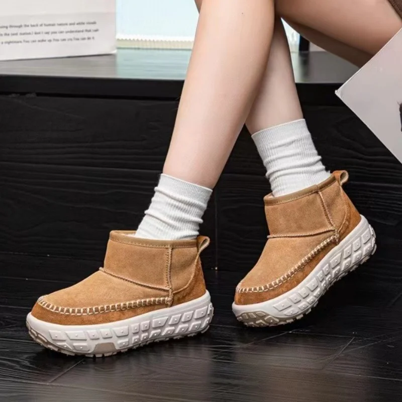 

Women Platform Flats Ankle Boots Fur Warm Casual Shoes Sneakers Winter 2025 Trend Brand Outside Shoes Short Plush Botas Mujer