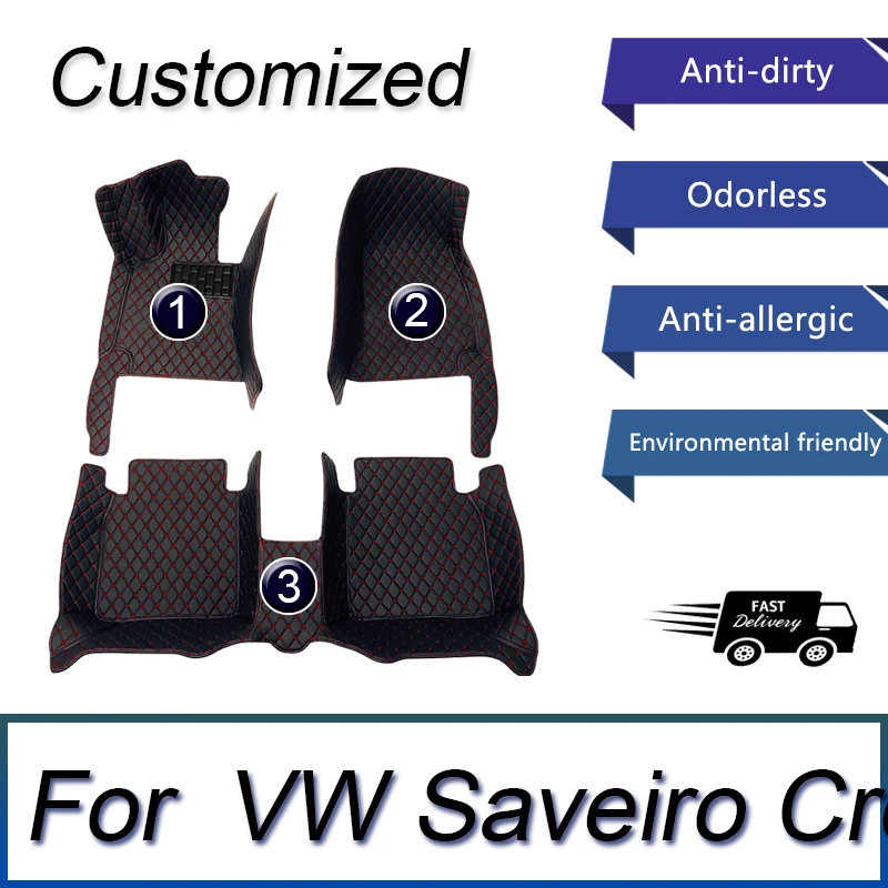 Customized Artificial Leather Car Floor Mat For VW Saveiro Cross G5 5U 2009~2017 Protect Your Vehicle's Interior Accessory