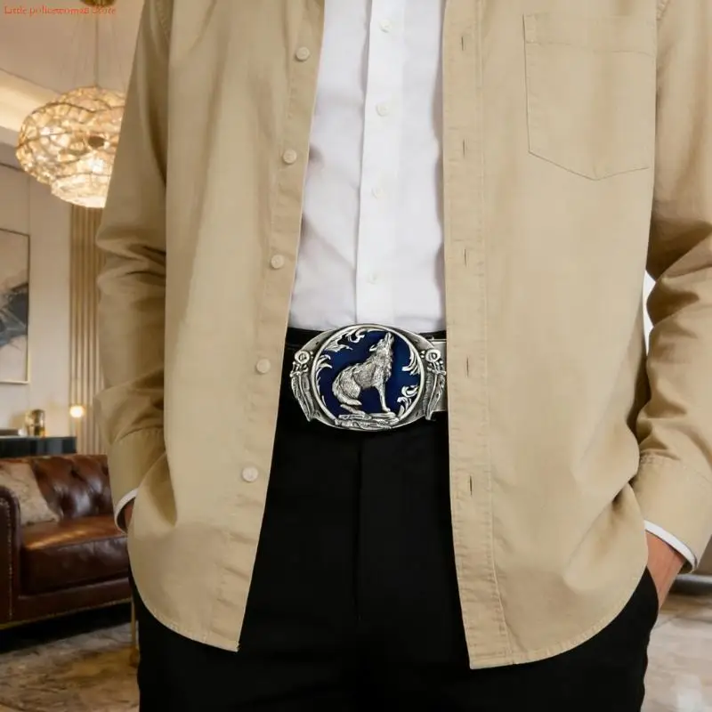 

F92D хипстеры ретро волк металлическая пряжка ремня западная пряжка для этнических модных джинсов DIY аксессуары замена