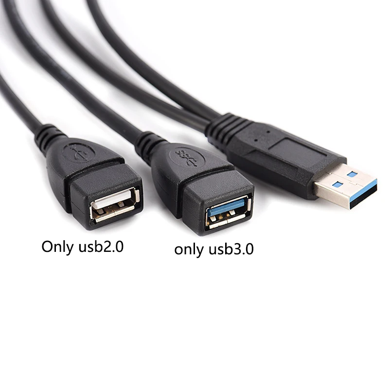 30cm USB 3.0 to USB 3.0 2.0 USB Female to Dual USB Male Extra Power Data Y One Point Two Extension Cable Computer Adapter Cable