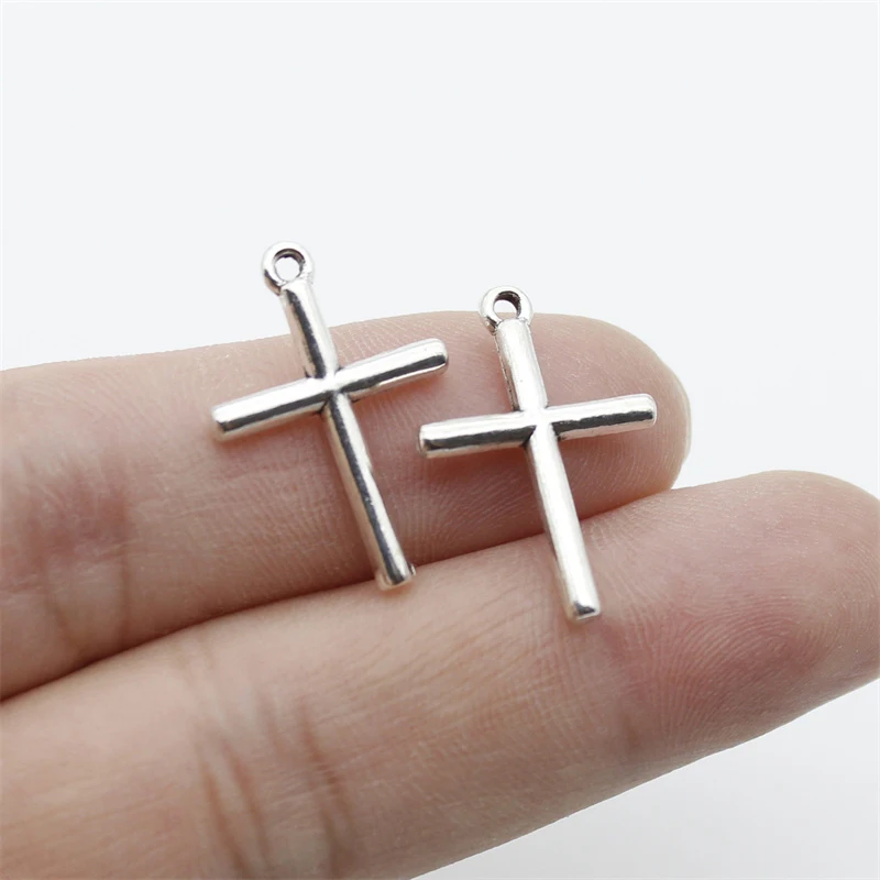 30pcs 22*15mm Tibetan Silver Cross Cylinder Cross Pendant Charm Fashion Bracelet Necklace DIY Jewelry Accessories Wholesale