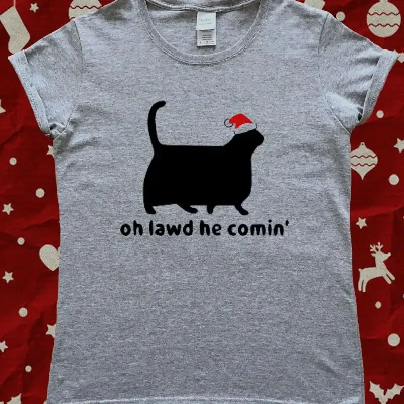 

Забавная женская футболка Chonker Christmas Cat Lady