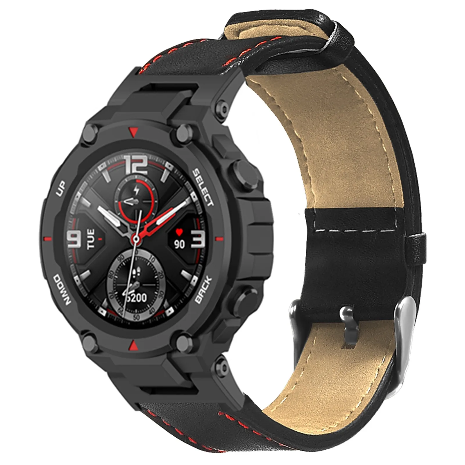 ل Huami Amazfit T-Rex/T-Rex برو الأحمر سيارة خط واحد الوجهين حزام من الجلد استبدال دعم الملحقات شحن مجاني