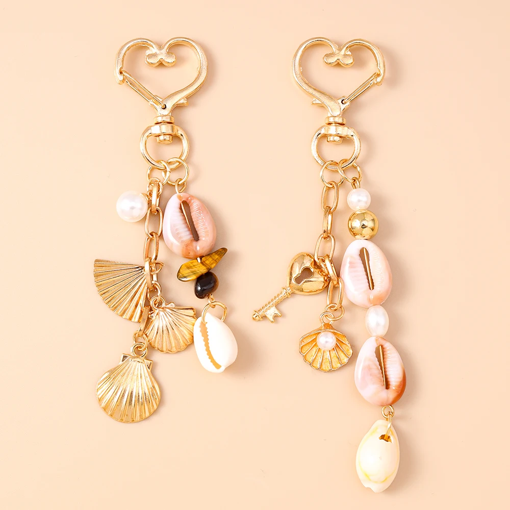 

New Summer Beach Shell Conch Keychain Women Girls Key Ring Pendants for Handbag Decor DIY Jewelry Gifts