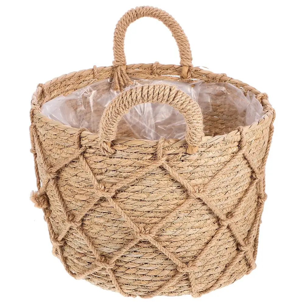 Woven Basket Flower Baskets Hand-woven Hand-made Weaving with Handle Storage Wedding Outdoor Handheld