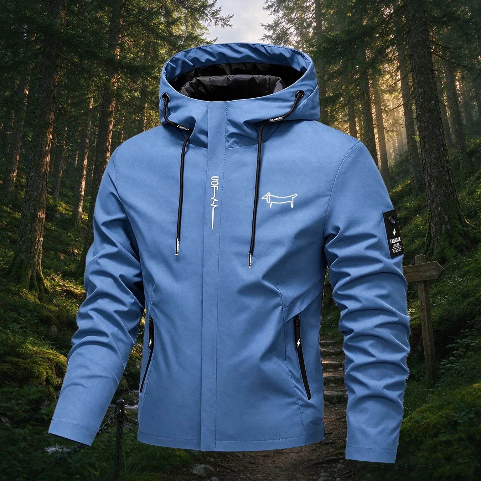 Men's Waterproof Rain Jacket Lightweight Outer Hooded Outdoor Raincoat Hiking Windproof Jacket Climbing Outdoor Jackets