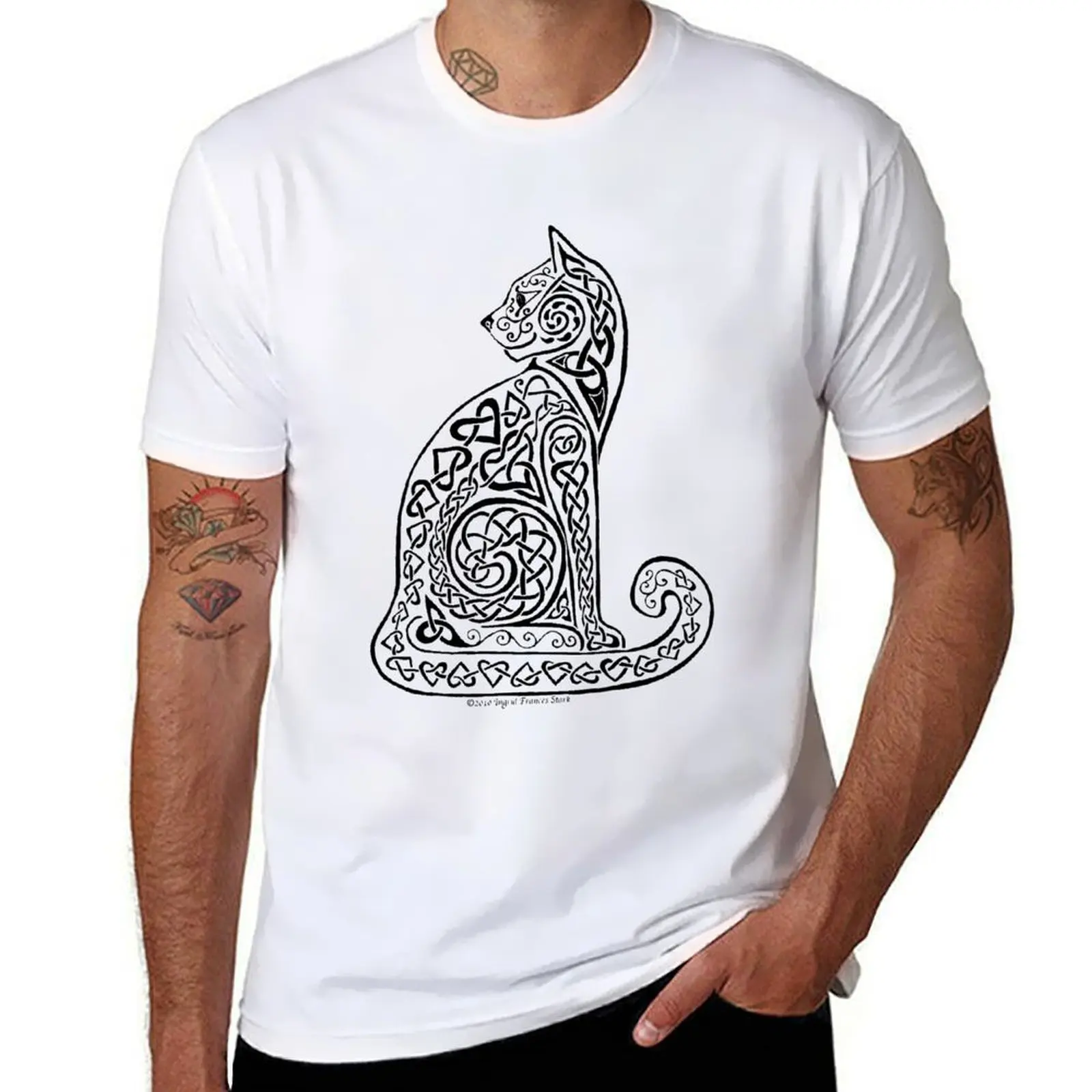 

Celtic Cat #8 Red T-Shirt t shirts with prints t shirt man cotton T-Shirt