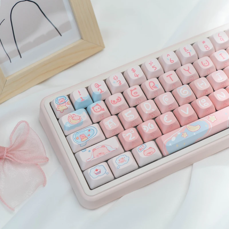 

Good night piggy mechanical keyboard keycap MOC height cute pink PBT hot sublimation 68 75 87 98 108