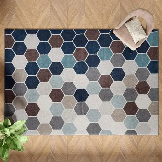 Hand Tufted Loop Pile Carpet for Living Room-Bedroom and Hall Area Rugs Blue & White 2x6|2x20|12x20 (2x18 ft)