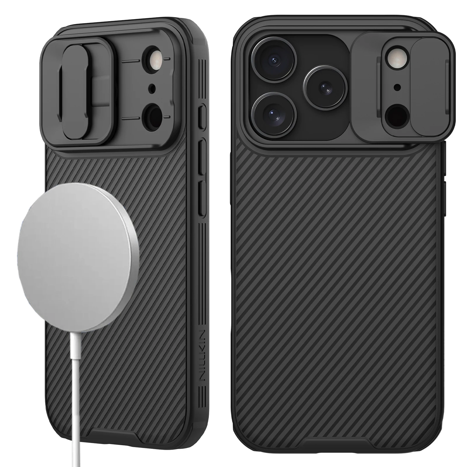 

Магнитный чехол NILLKIN для iPhone 17 Pro Max, совместимый с Magsafe, [раздвижная крышка] [защита объектива] Противоударный угловой бампер