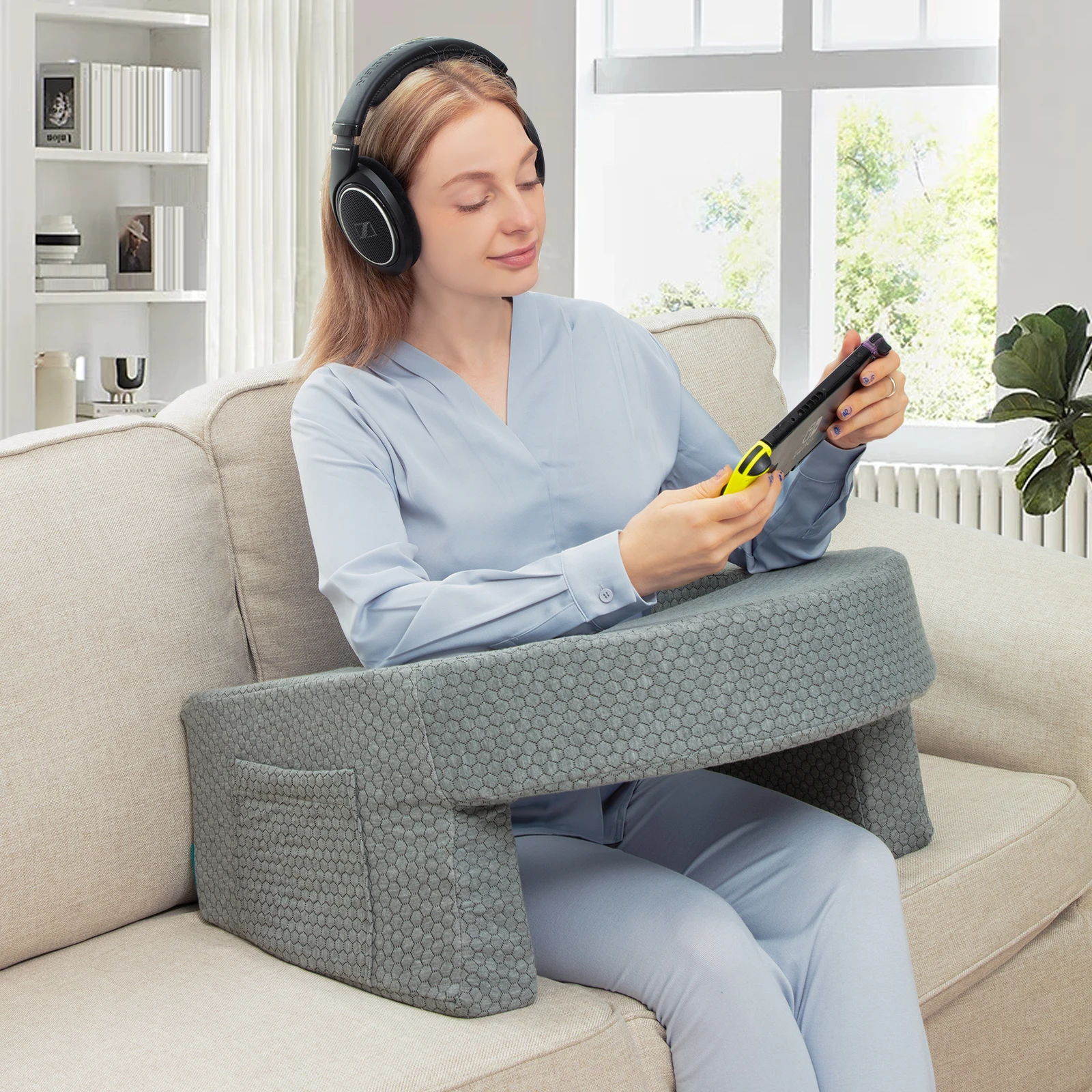 Reading Pillow for Gaming and Working Extra Large Arm Rest Bed with Memory Foam Support for Adult Comfort and Relaxation