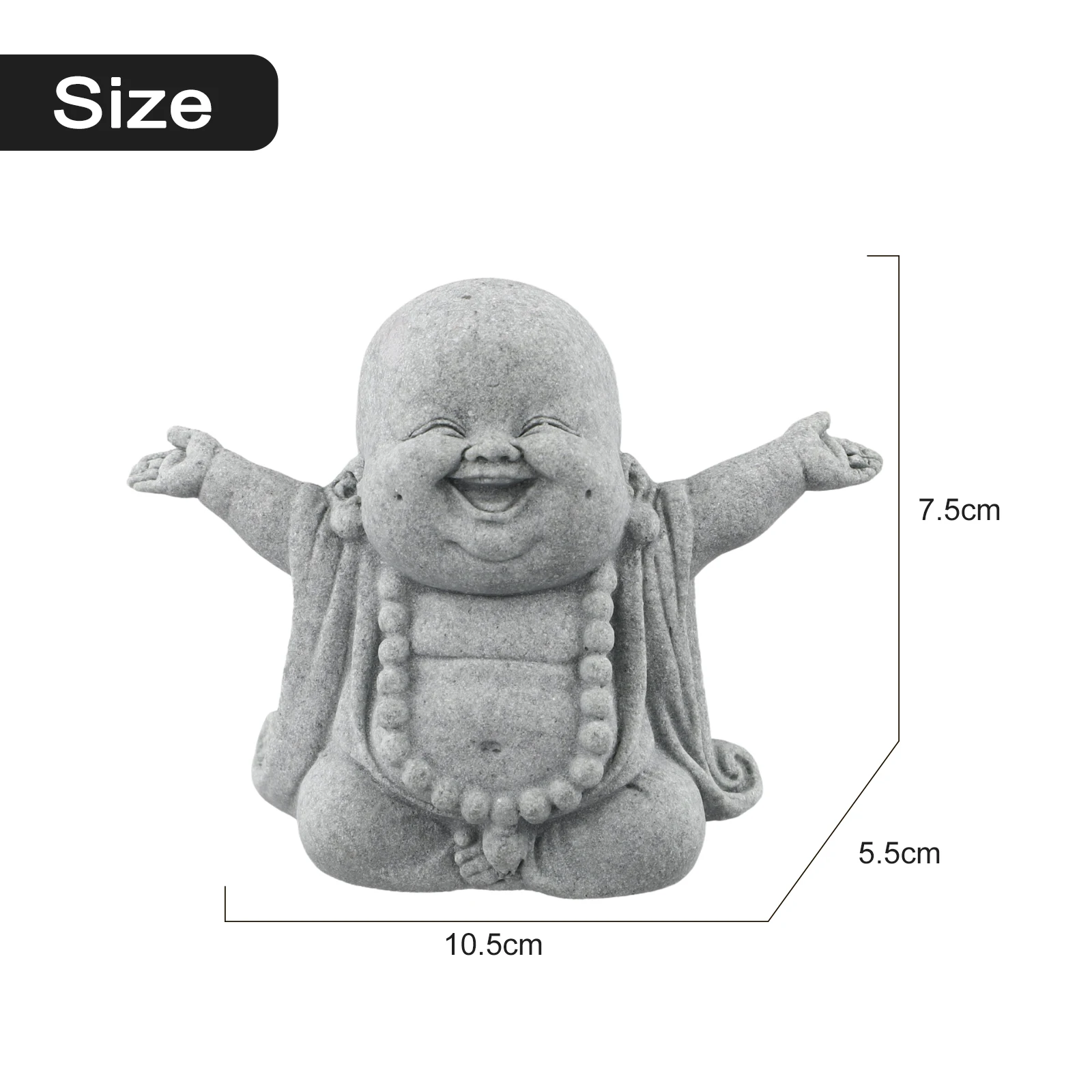 Fat Smiling Buddha Garden Ornament Sandstone Effect Outdoor Indoor Statue Decor for aquascape Desktop Decoration Chinese Tea Pet