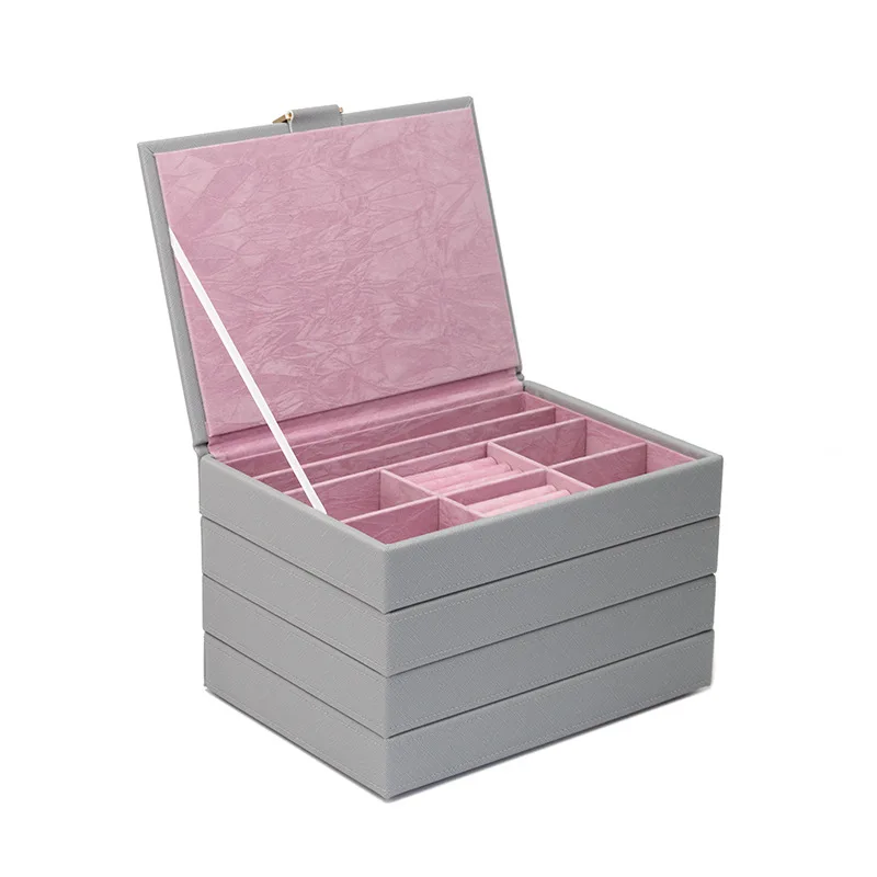 Big Size Jewelry Box for Women Necklace Bracelet Rings Earrings Storage Jewelry Organizer Boxes Velet Showcase Tray Storage