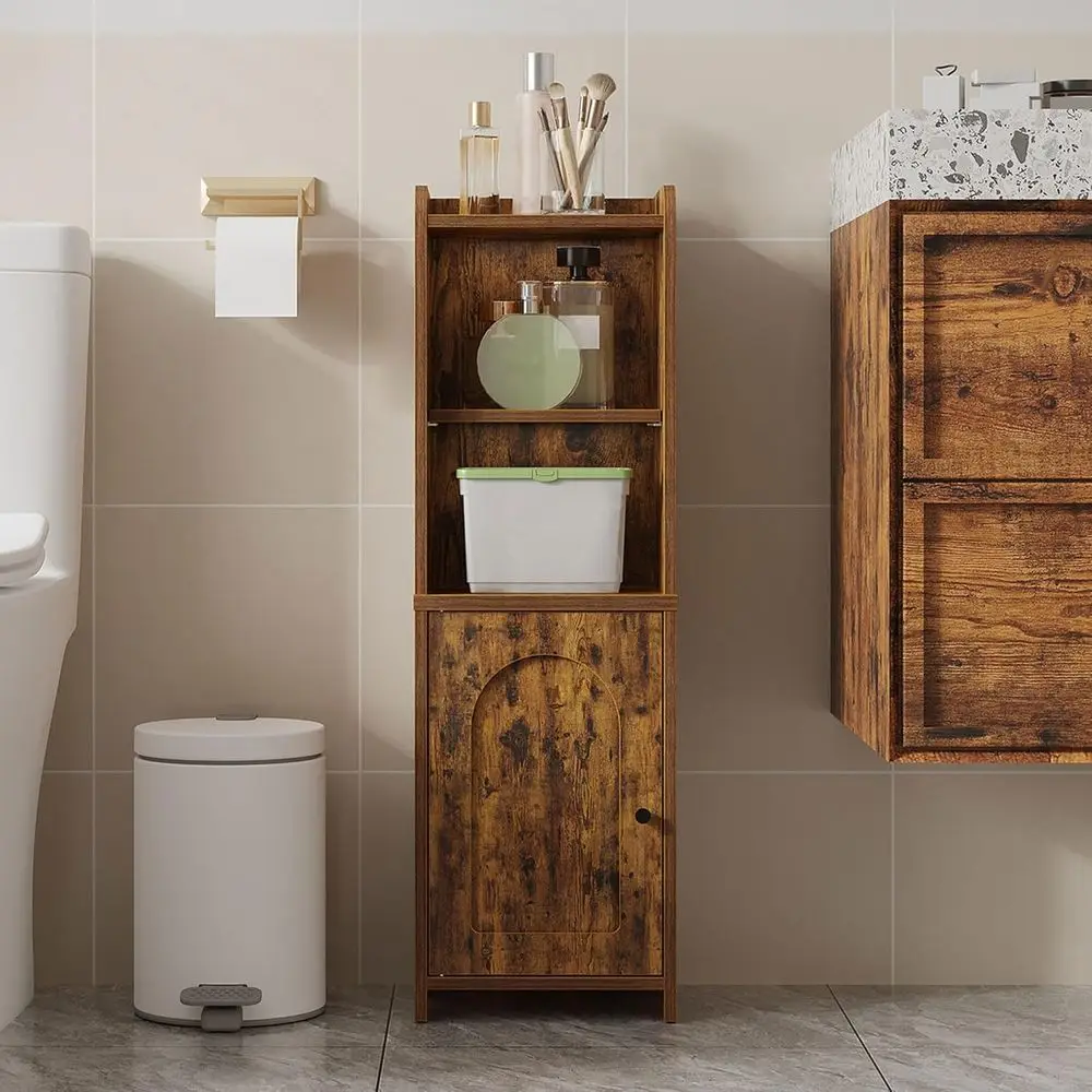 

Storage Cabinet, Corner Floor Cabinet with Doors and Adjustable Shelf, Narrow Toilet Paper Cabinets, Bathroom Organizer for Sma