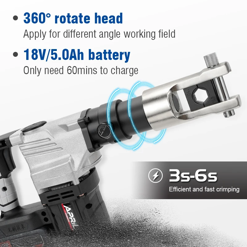 BKM-300 Portable Powered 10-300mm2 Cable Clamping Tool Hydraulic Battery Wire Terminal Connect Tool