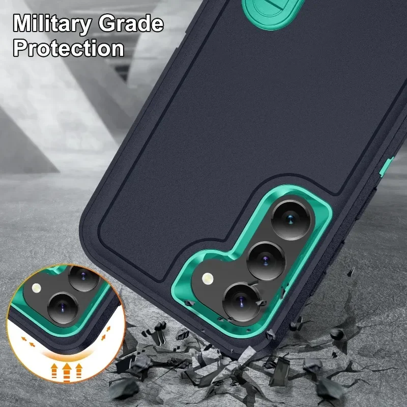 Dual Layer Anti-Slip Heavy Armor Phone Case for Samsung Galaxy S24 S23 S22 Plus Ultra A15 A54 A14 A13 A53 A03S Shockproof Cover