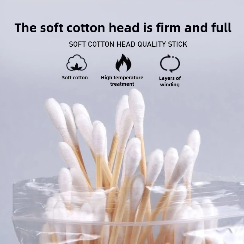 双頭木製スティック綿棒クリーニングスティック使い捨て綿棒耳掃除メイク落とし綿棒スティック