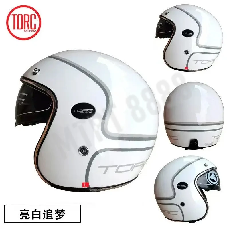 4XL DOT Approved TORC T50 3/4 Open Face Moto Helmet carbon fiber Transparent Bubble Mirror Vintage Motorcycle Helmets Capacete