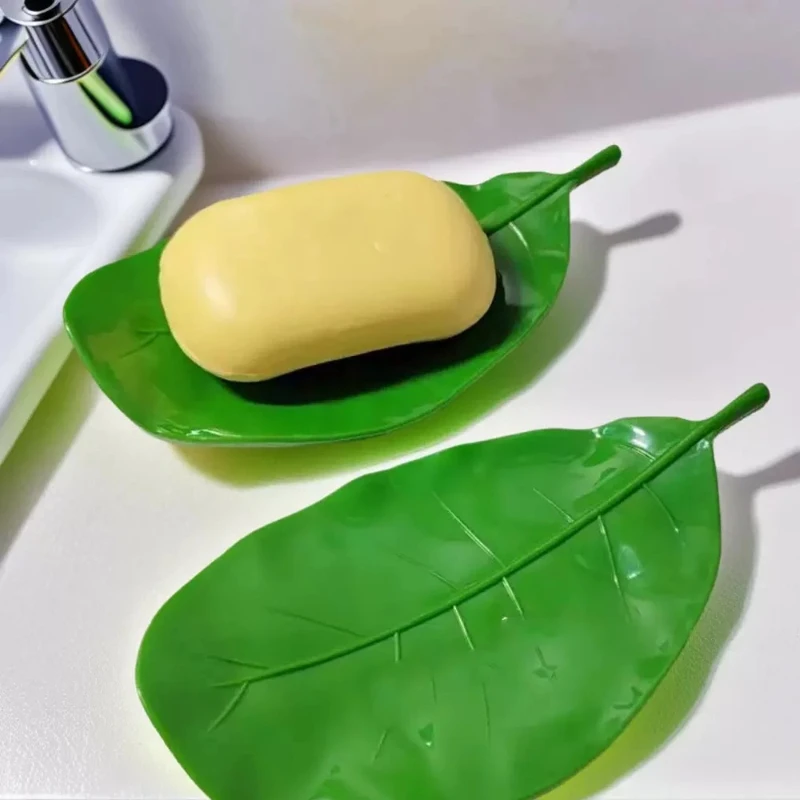 1PC Creative Alien Leaf Soap Box, High End Soap Box for Home Use, Ornament Soap Holder Festive Light Luxury Disc Storage