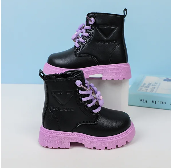 Multi-color Girls Boots with Cartoon Side Zipper Low Heel, Spring and Autumn Outdoor Girls Fashion Boots Sandalias De Mujer