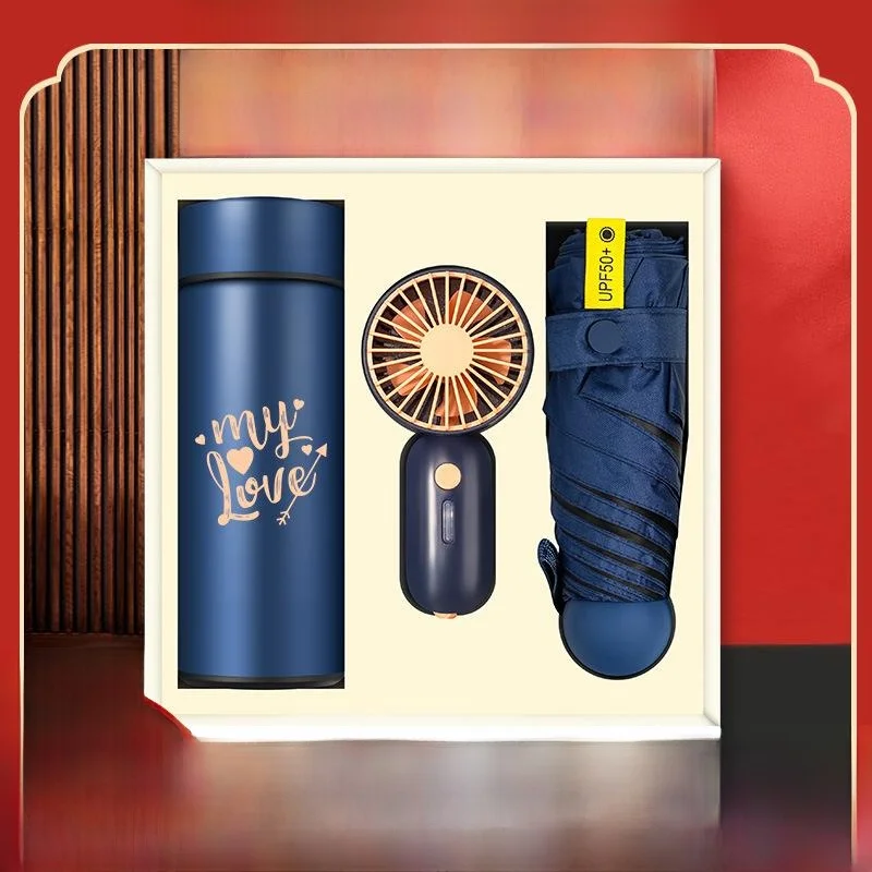 

Набор: портативный вентилятор и термокружка, креативная подарочная коробка, подарок на день рождения для лучшего друга, сувенир для мероприятий, простой стиль, универсальный, многофункциональный.