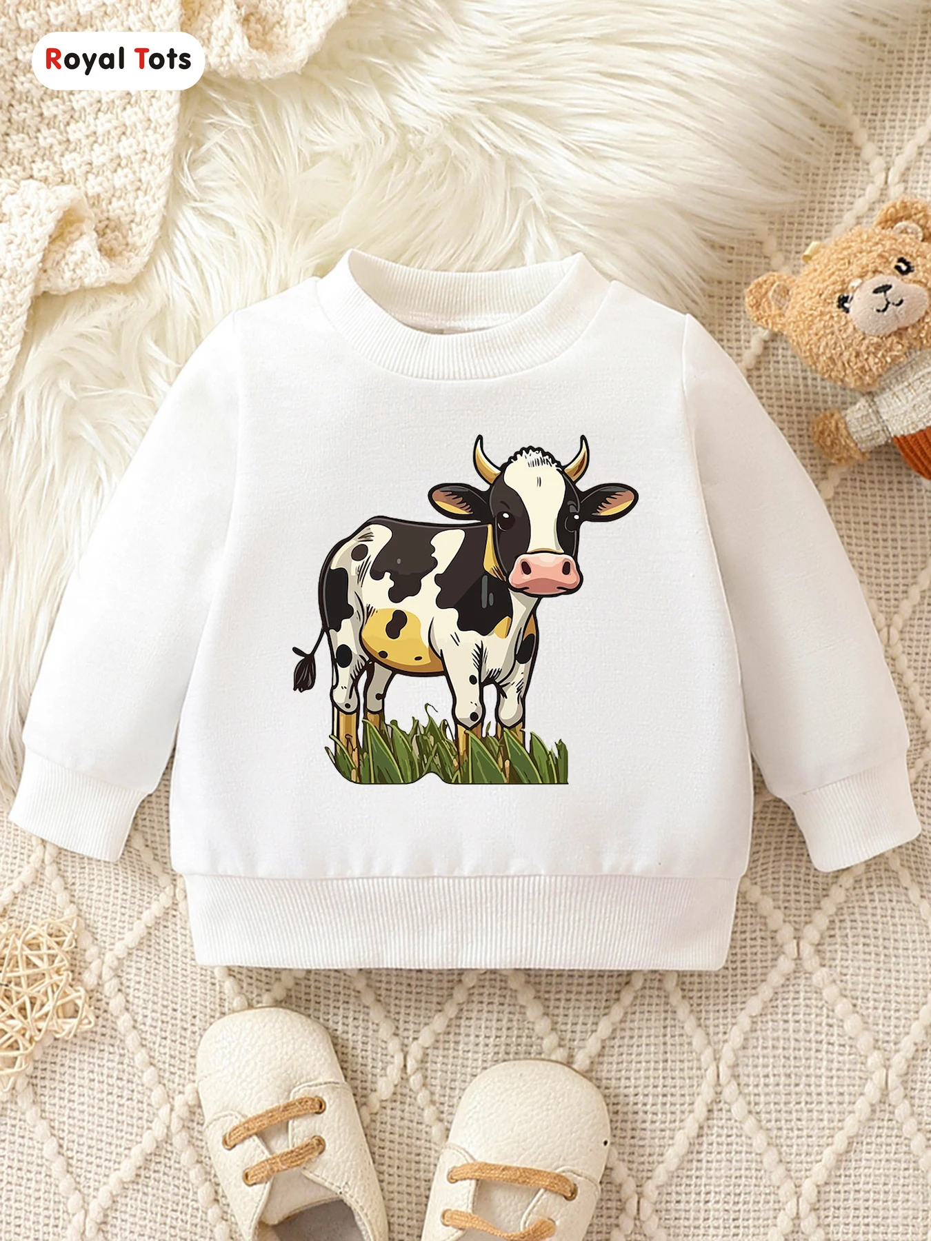 Autumn And Winter Baby Boy Round Neck Long Sleeved Casual Cute Cartoon Hoodie Suitable For Ages 1-2