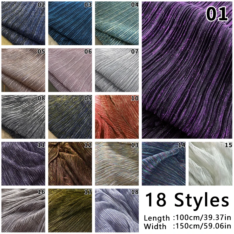 Sparkly Gradient Starry Sky Pleated Mesh Fabric Soft Elastic Breathable Material for Dress DIY Sewing Party Wedding Costume