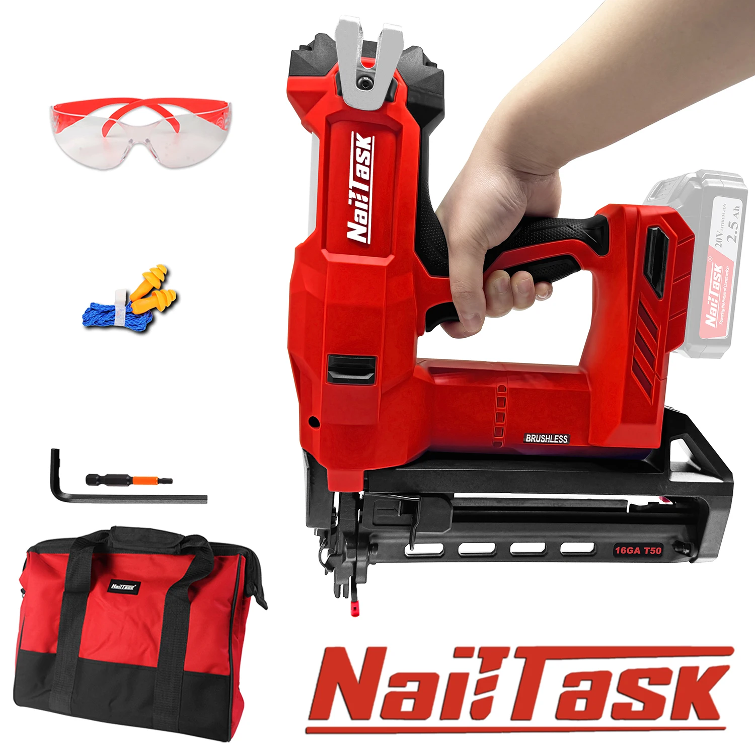 

Finish Nailer 16GA 20V Cordless Brushless Straight Nail Gun for 1–2 Inch Nails Woodworking Trim (Tool Only)