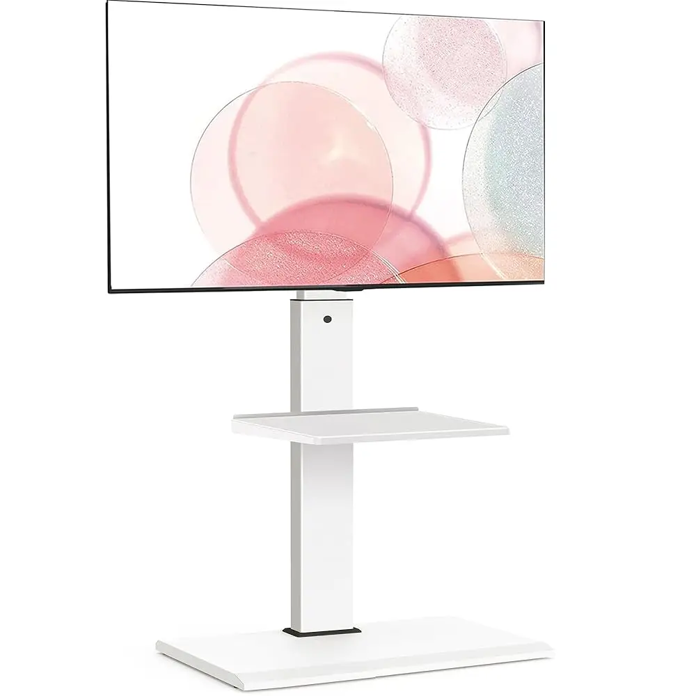 

Floor Tv Stand With Mount For 32-55 65 H Tv, Height Adjustable Tv Floor Stand With Metal Shelf Up To 88Lbs, Swivel Tall Tv