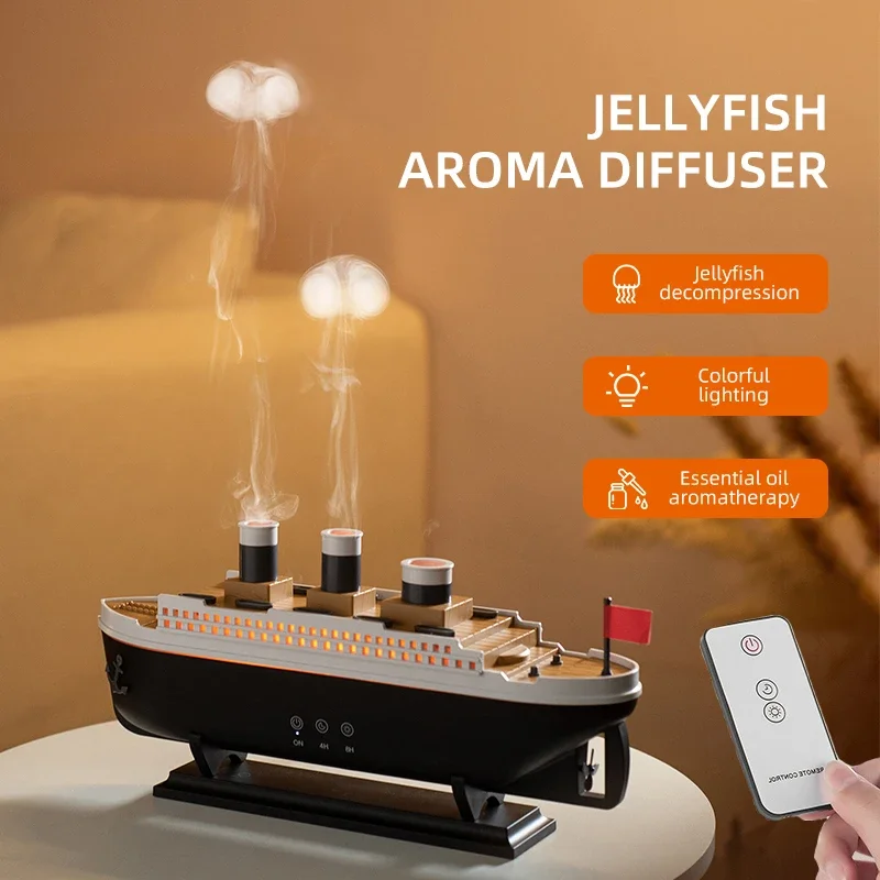 Retro Ship Air Humidifier Ultrasonic Aromatherapy Diffusers Mist Maker Remote control Fragrance Essential Oil Aroma Difusor