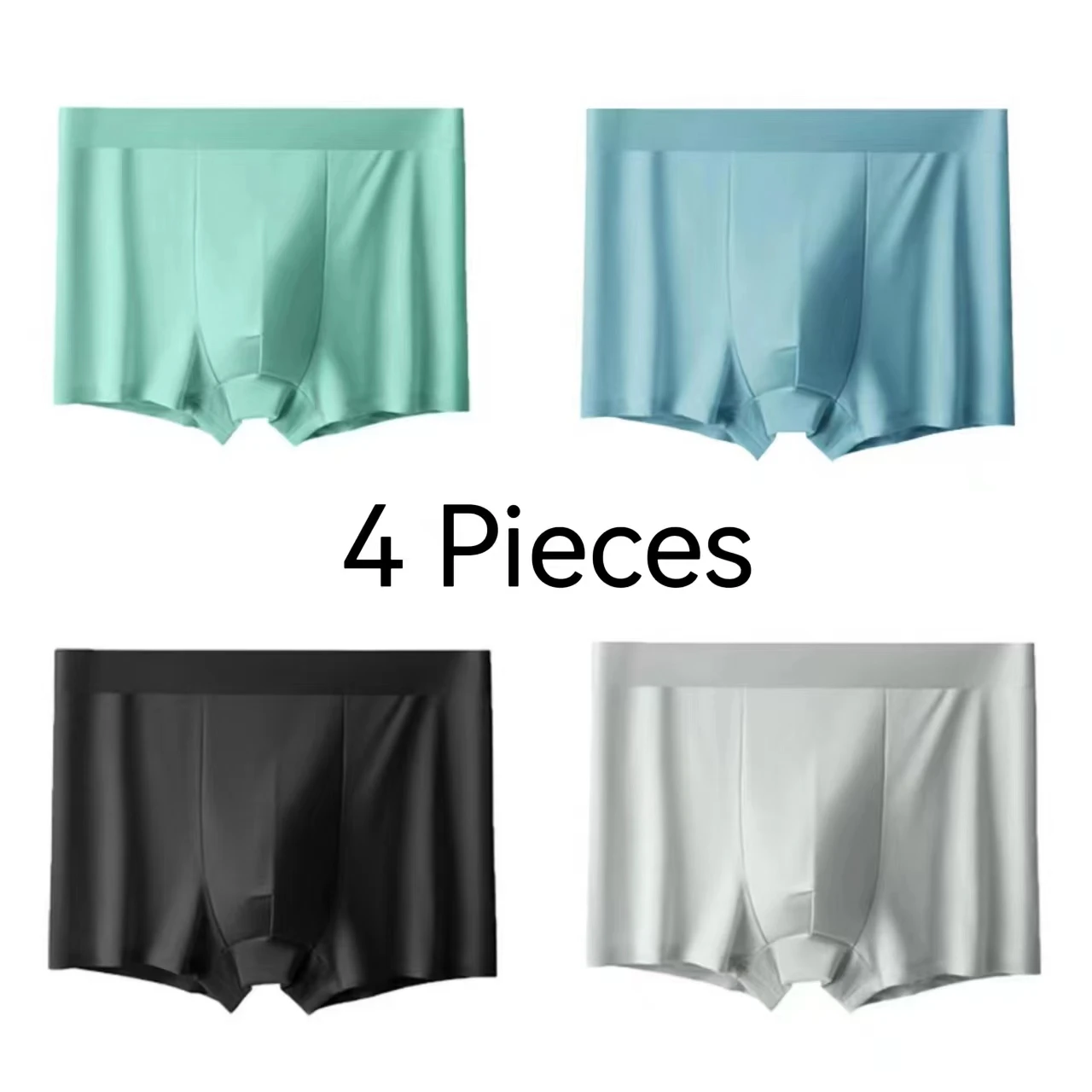 4 Pieces Men Boxer Shorts Underpants Underwear 4 Color Mixing XL XXL 3XL Ice Silk Smooth Cool Ventilate Fashion Fitness Sports