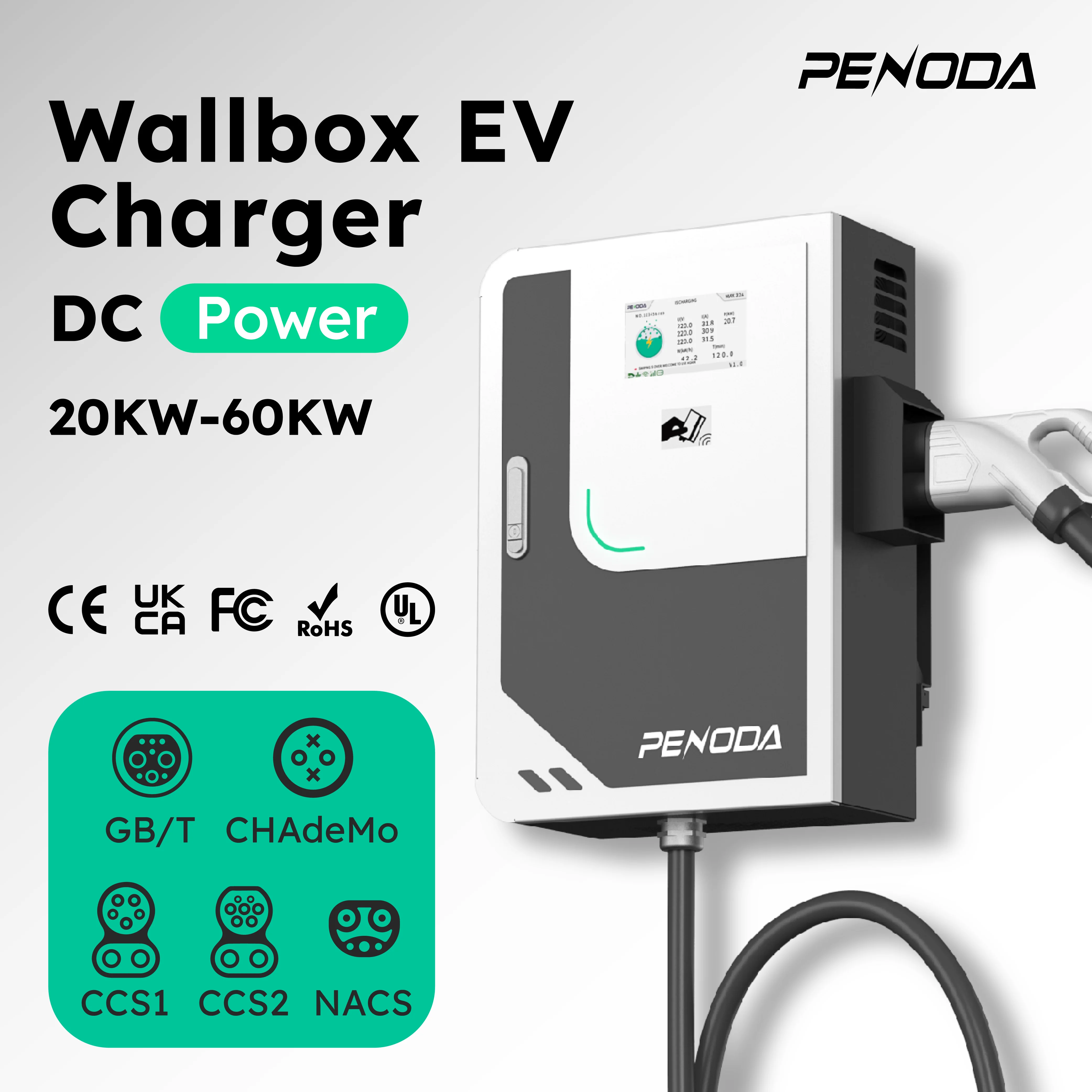 New Car Fast Charging DC Level 3 EV 20-60kW Station Charger For Electric Vehicles