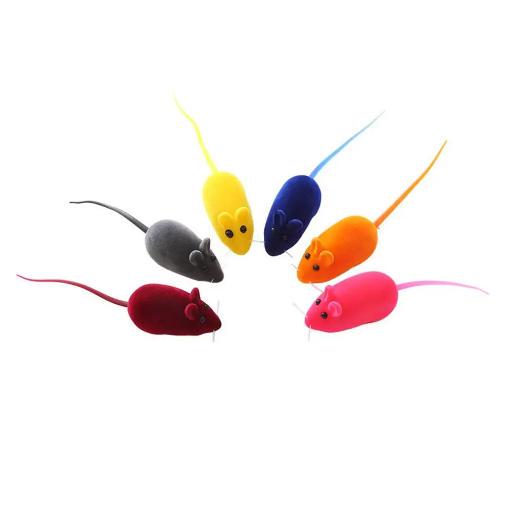 Random 1PCS Flocking Mouse Interesting And Interactive Toy Interes Stimulate Necessity Toy Fun Mouse Portable Cat Size P0T3