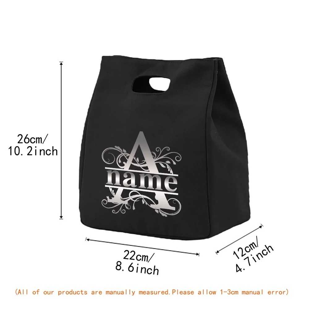 Personalized Customized Name Lunch Bag Food Storage Picnic Pack Large Capacity Office Bento Pouch Reusable Eco-friendly Handbag