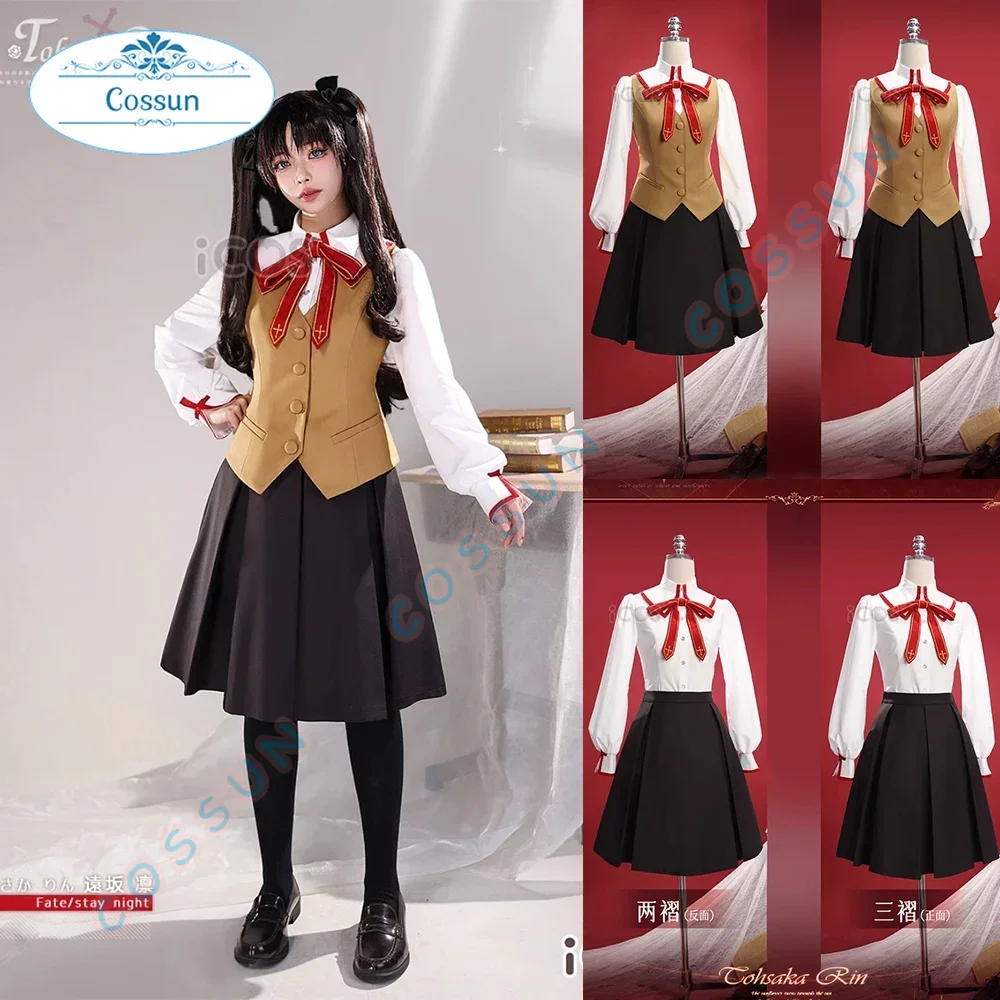 

Tōsaka Rin Cosplay Costume Halloween Fgo Cos Fate FSN Saber JK Uniform Women Dress School Clothes