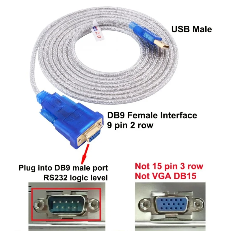 Z 3 Feet USB to Serial Female Adapter Cable DB9 RS232 to USB 2.0 Cord with Prol...