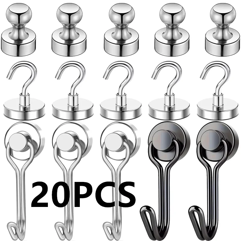 10/20 Stück starke magnetische Hochleistungsmagnete, multifunktionaler Haken-Push-Pin, perfekt für Kühlschrank, Küche, Büro, Zuhause, Schließfach