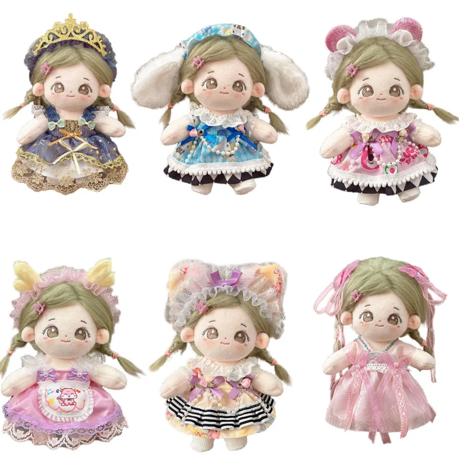 Niedliche Spielzeugkleidung für 20 cm Baumwolle Plüsch Lolita Dress Up Kleidung Rock Schöne Freizeitanzug Socken mit Kopfbedeckung Mädchen Geburtstagsgeschenk – Detail 1