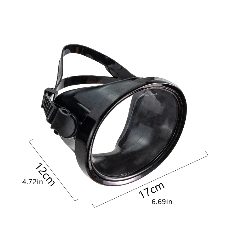 قناع غطس بانورامي بيضاوي ذو رؤية واسعة، نظارات صيد الأسماك بالرمح، عدسة من الزجاج المقسى للبالغين #6