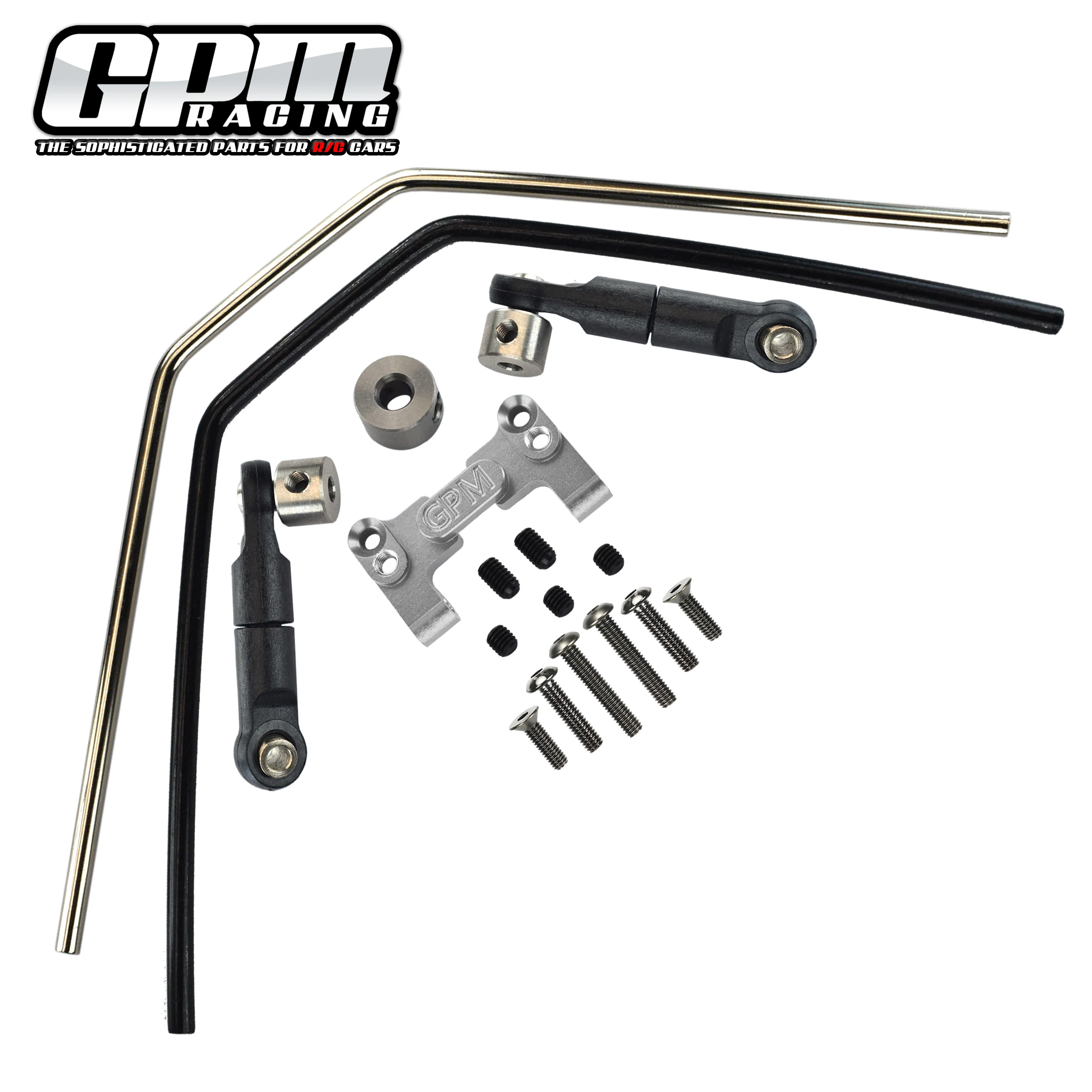 GPM Aluminium 7075 Stabilisatorhalterung vorne/hinten, Verbindung und Kabel für TRAXXAS-Schlitten