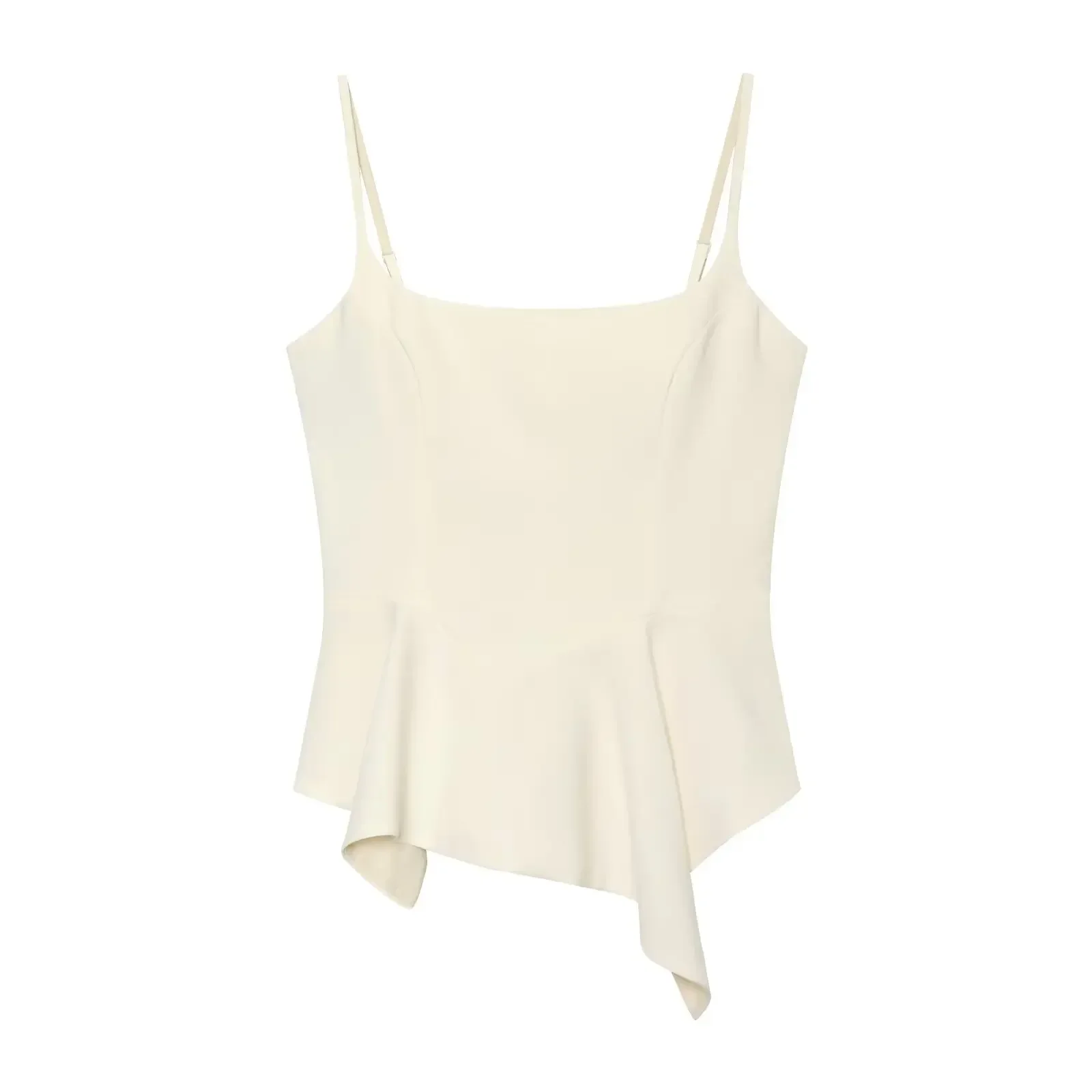 KONDALA Damen Elegantes, einzigartiges Camisole-Top mit unregelmäßigem Saum – Sommer 2026 Trendiges, sexy, lässiges, schmales Oberteil für Frauen – Minimalistisches, schickes Trägertop – Detail 5