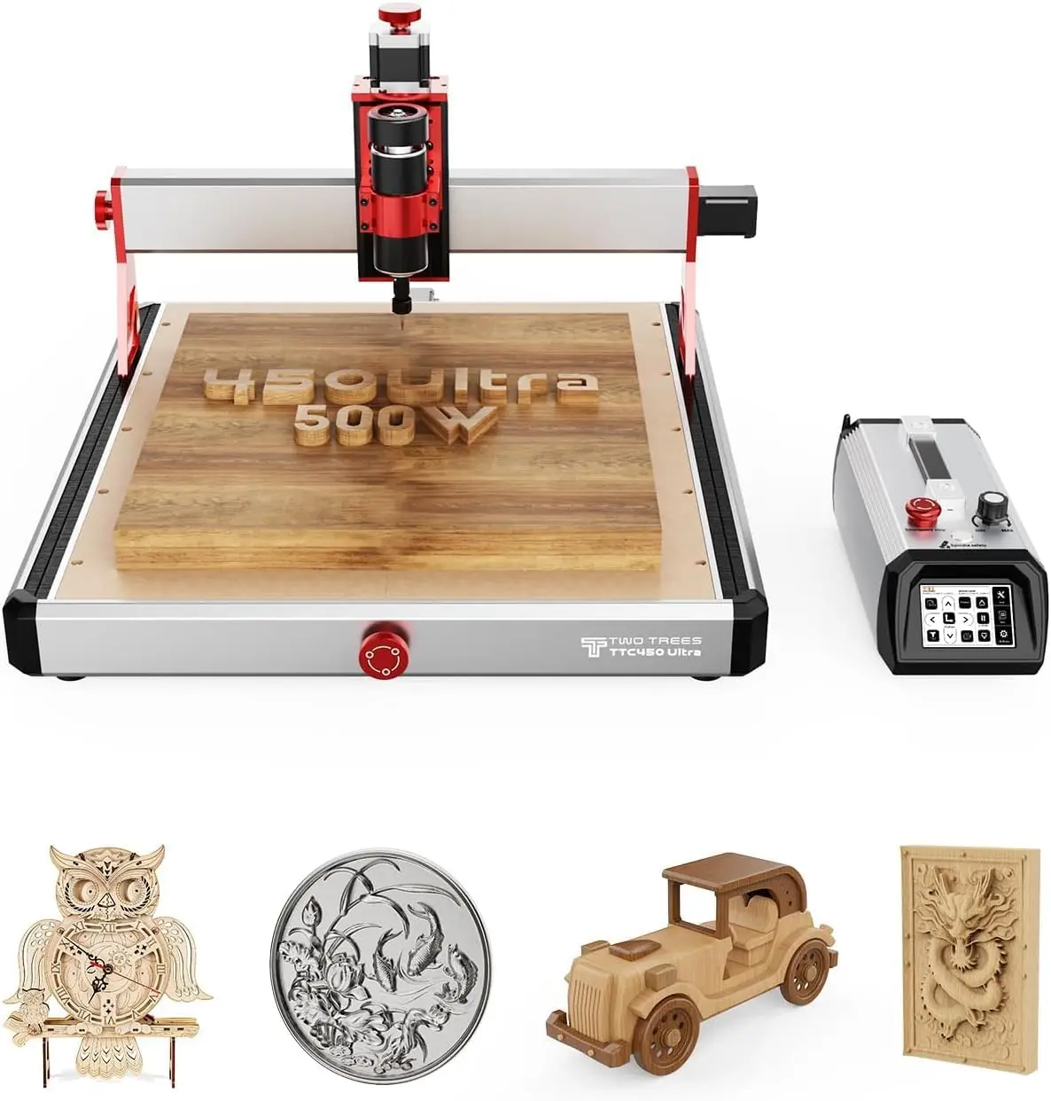 Twotrees TTC450 Ultra CNC Router Desktop CNC Router 465x465mm Large Work Area, 500W Spindle 3.5-inch Touch Screen