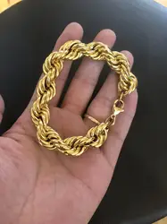 Adixyn Biggest Rope Chain Copper Material Gold And White Color Bracelet Necklace For Man Woman Hiphop