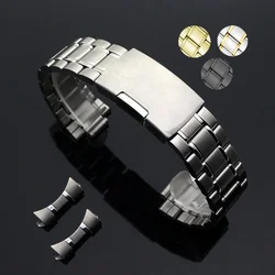 20mm 22mm Stainless Steel Watch Bands for Seiko Strap Universal Bracelet Women Men Replacement Wristband Curved End Metal Band